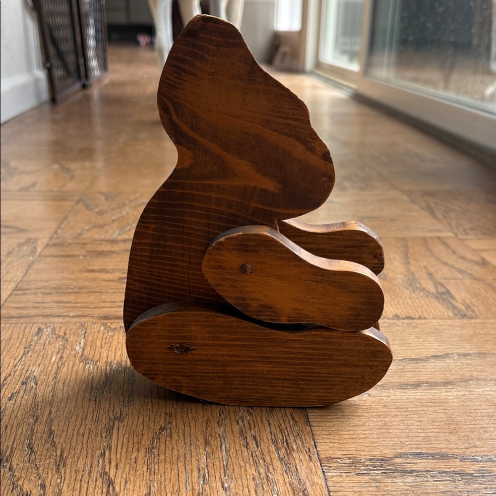 Handcrafted Wooden Bear Figurine - Warm Brown
